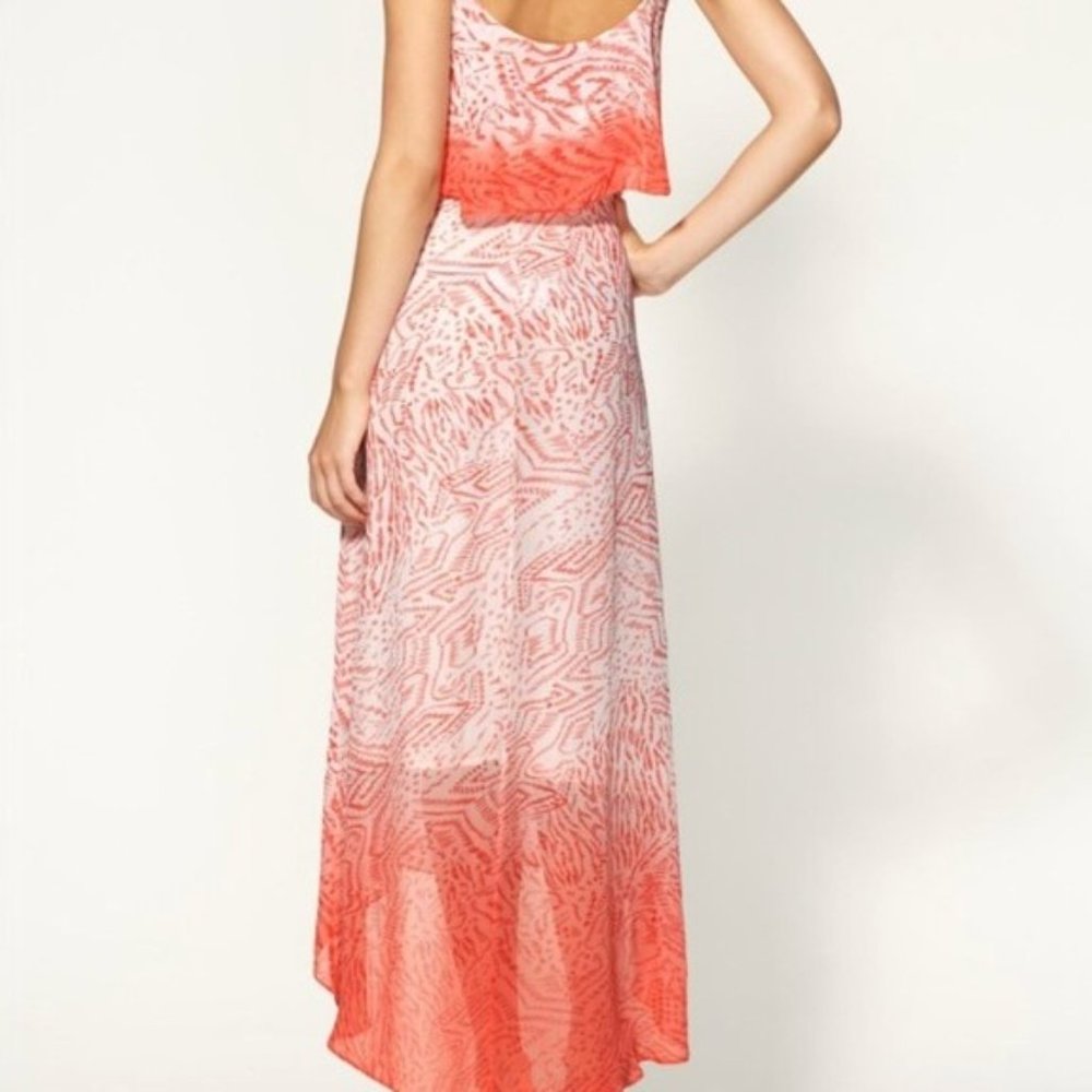 Sanctuary Coral Print High-Low Maxi Dress Size S - Picture 3 of 15